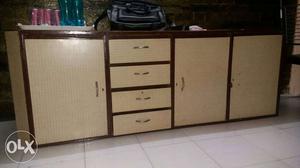 Brown And Gray Wooden Sideboard With Cabinet And Drawer