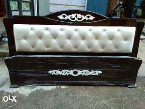 Brown And White Upholstered Headboard