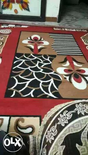 Brown, Black, And Red Floral Floor Rug