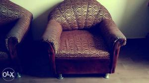 Brown Floral Fabric Sofa Chair