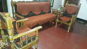 Original teak wood sofa setty