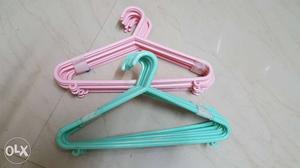 Pink And Teal Plastic Clothes Hanger Lot