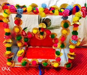 Red, Yellow, And Green Floral Porch Swing Miniature