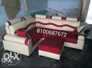 White & red designer corner sofa sets