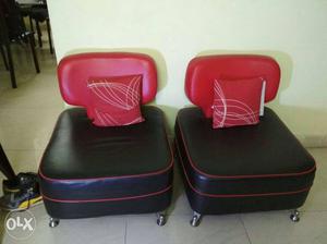 3 piece black and red sofa set
