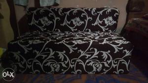 Black And White Floral Print Sofa