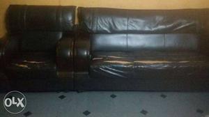 Black Leather 3-seat Couch And Armchair