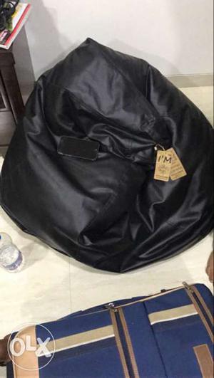 Black Leather Bean Bag