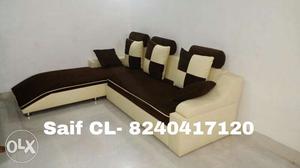 Brand new designer cream and black sectional sofa set