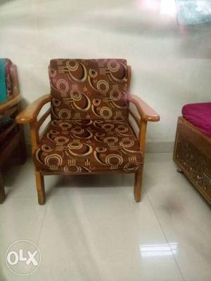 Brown And Yellow Padded Armchair