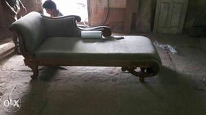 Grey Fabric Padded Chaise Lounge