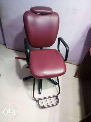 Maroon And Black Leather Rolling Office Chair