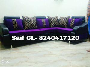 My brand black and purple sectional sofa set with warranty