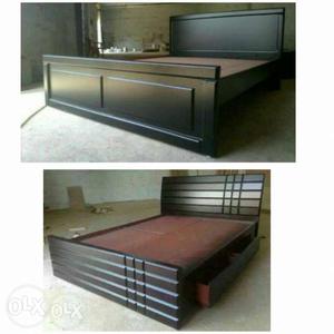 New wood 6*6.5 king size double cot  storage 