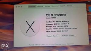OS X Yosemite Overview MacBook pro 17 inch Display