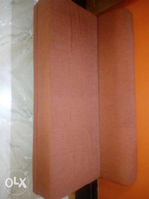 Orange Fabric Armless Sofa
