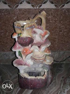 Pink And Brown Ceramic Fountain
