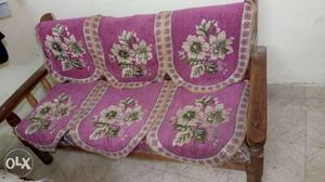Purple-white-and-green Floral Couch
