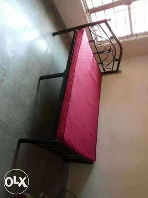 Queen size foldable iron bed with mattress