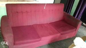 Red 3-seat Suede Couch