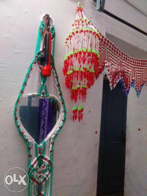 Red And Green Hanging Decorative Beaded Lantern