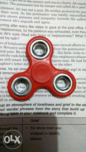 Red And Grey Tri-spinner Fidget Toy