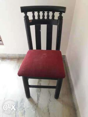 Red Fabric Padded Wooden Chair
