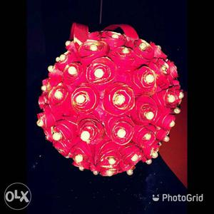 Red Floral Ball Hanging Decor