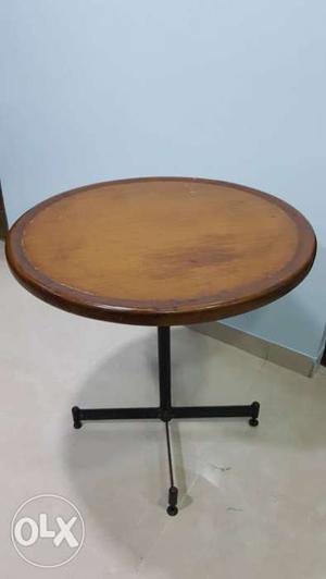 Round Brown Wooden Pedestal Table
