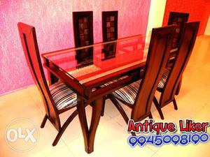 Rubber wood and MDF designer 6 chair dining table