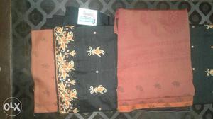 Three Black And Red Floral Textiles