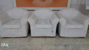 Three White Sofa Chair