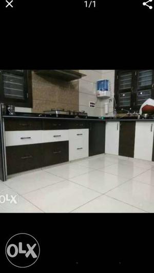 White And Black Wooden Kitchen Cabinet