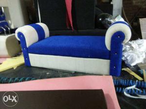 White And Blue Padded Bench