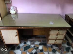 White And Brown Wooden Vanity Desk
