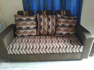 White, Brown And Black Printed Couch