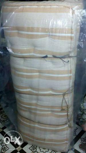 6.5 x 4.10 good condition (White And Brown Striped Mattress)