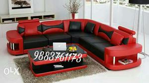 Black And Red Leather Sectional Couch