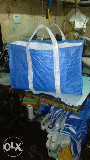 Blue And Whtie Tote Bag