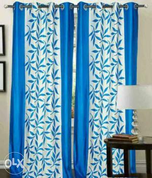 Blue-and-white Floral Grommet Curtains