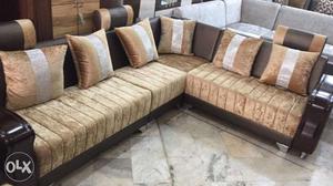 Brand New Unused L shaped Sofa Set (Wooden)
