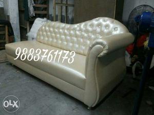 Brown Leather Chaise Lounge