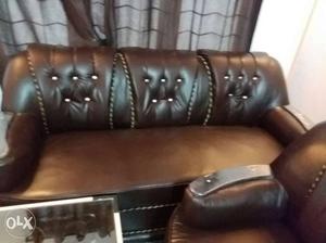 Brown Patent Leather Sofa