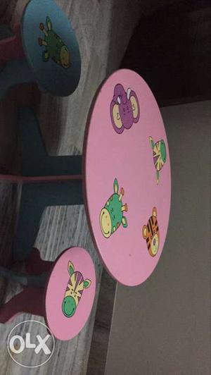 Children table with two stools suitable till 7 to 8 years of