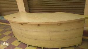 Curved Beige Wooden Counter