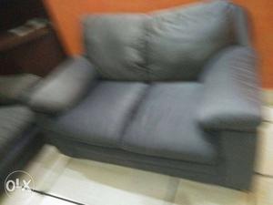 Gray Leather 2-seat Sofa