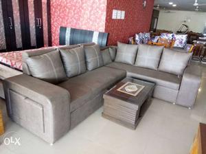  Gray Leather Sectional Couch