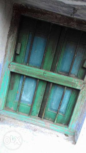 Green And Blue Wooden Cabinet