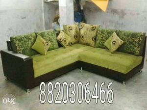 Green black sectional sofa