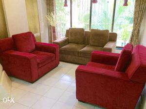 Luxurious Velvet Fabric Sofa Set (2 Seater + 1 Seater Set)